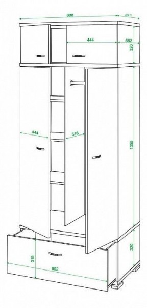 Шкаф платяной Домино КС-20 в Кунгуре - kungur.mebel24.online | фото 3