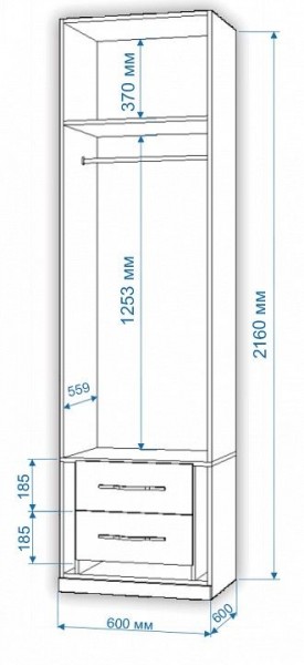 Шкаф платяной Нобиле Пл-60/60 в Кунгуре - kungur.mebel24.online | фото 2