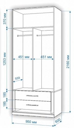 Шкаф платяной Нобиле Пл-95/60 в Кунгуре - kungur.mebel24.online | фото 2