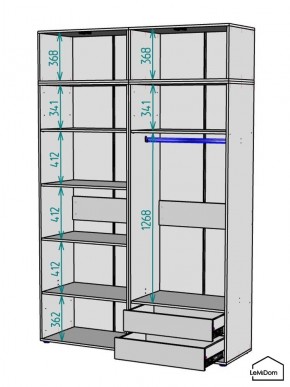 Шкаф с антресолью Linnea MHR-4POA-2 2450х1600х510 (Белый-М 11.1.2) в Кунгуре - kungur.mebel24.online | фото 3