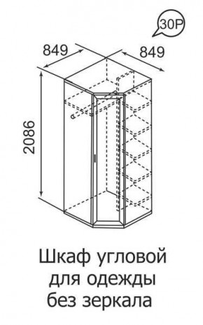 Шкаф угловой для одежды Ника-Люкс 30 без зеркал в Кунгуре - kungur.mebel24.online | фото 3