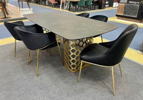 Стол CHIAVARI 220 KL-116 Черный мрамор матовый, итальянская керамика / бронзовый, ®DISAUR в Кунгуре - kungur.mebel24.online | фото 2