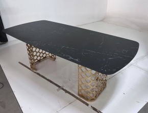 Стол CHIAVARI 220 KL-116 Черный мрамор матовый, итальянская керамика / бронзовый, ®DISAUR в Кунгуре - kungur.mebel24.online | фото 6