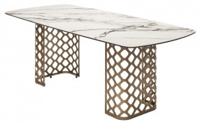 Стол CHIAVARI 220 KL-188 Контрастный мрамор матовый, итальянская керамика / Шампань, ®DISAUR в Кунгуре - kungur.mebel24.online | фото
