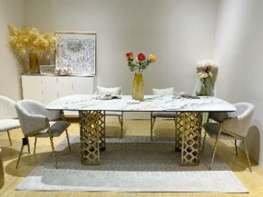 Стол CHIAVARI 220 KL-188 Контрастный мрамор матовый, итальянская керамика / Шампань, ®DISAUR в Кунгуре - kungur.mebel24.online | фото 2