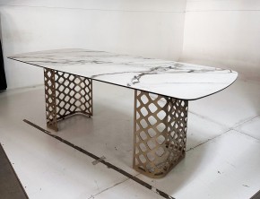Стол CHIAVARI 220 KL-188 Контрастный мрамор матовый, итальянская керамика / Шампань, ®DISAUR в Кунгуре - kungur.mebel24.online | фото 6
