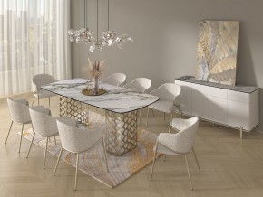 Стол CHIAVARI 220 KL-188 Контрастный мрамор матовый, итальянская керамика / Шампань, ®DISAUR в Кунгуре - kungur.mebel24.online | фото 9