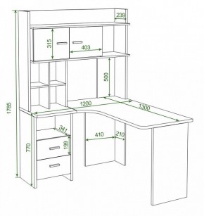 Стол компьютерный Домино Лайт СКЛ-Угл130+НКЛХ120 в Кунгуре - kungur.mebel24.online | фото 2