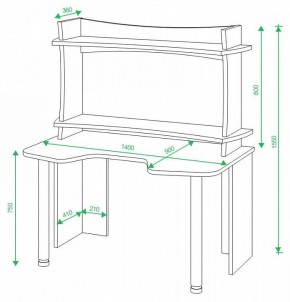 Стол компьютерный Домино lite СКЛ-Игр140 в Кунгуре - kungur.mebel24.online | фото 2