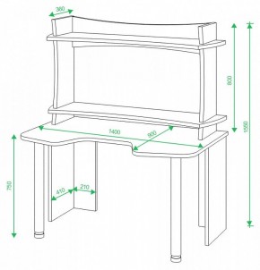 Стол компьютерный Домино Lite СКЛ-Игр140+НКИЛ140ВЛ в Кунгуре - kungur.mebel24.online | фото 3