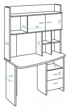 Стол компьютерный Домино Lite СКЛ-Крл120+НКЛХ-120 ШК ЛЕВ в Кунгуре - kungur.mebel24.online | фото 2