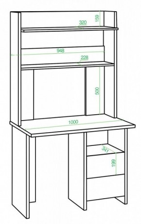 Стол компьютерный Домино Lite СКЛ-Прям100+НКЛХ-100 ВК в Кунгуре - kungur.mebel24.online | фото 2