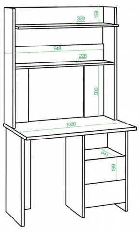 Стол компьютерный Домино Lite СКЛ-Прям100Р+НКЛХ-100 в Кунгуре - kungur.mebel24.online | фото 2