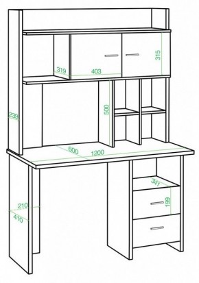 Стол компьютерный Домино Lite СКЛ-Прям120Р+НКЛХ-120 в Кунгуре - kungur.mebel24.online | фото 2