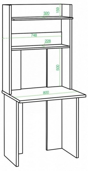 Стол компьютерный Домино Lite СКЛ-Прям80Р+НКЛХ в Кунгуре - kungur.mebel24.online | фото 2