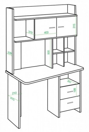 Стол компьютерный Домино Lite СКЛ-Трап120+НКЛХ-120 К ПРАВ в Кунгуре - kungur.mebel24.online | фото 2