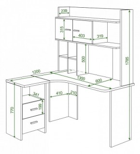 Стол компьютерный Домино Lite СКЛ-Угл130+НКЛХ-130 в Кунгуре - kungur.mebel24.online | фото 2