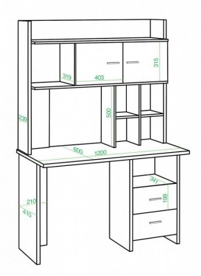 Стол компьютерный Нельсон Lite СКЛ-Прям120+НКЛХ-120 БЕ в Кунгуре - kungur.mebel24.online | фото 2