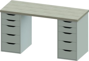 Стол письменный Ингар 2/55 140x75x55, дуб беленый/белый в Кунгуре - kungur.mebel24.online | фото 2