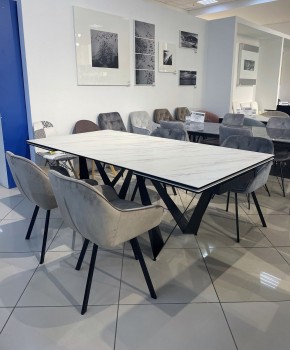 Стол RIETI 200 KL-99 Белый мрамор матовый, итальянская керамика / черный каркас, ®DISAUR в Кунгуре - kungur.mebel24.online | фото 3
