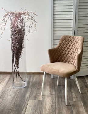 Стул HERMAN 360 град. БЕЖЕВЫЙ #5, велюр / белый каркас М-City в Кунгуре - kungur.mebel24.online | фото 3