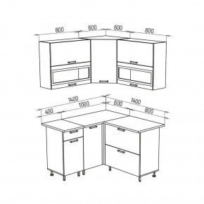 ТЕХНО Кухонный гарнитур угловой 1,4х1,4 м Компоновка №2 в Кунгуре - kungur.mebel24.online | фото 8