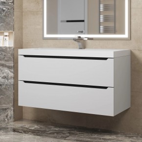 Тумба под раковину Uperwood Tanos 100 см, подвесная, белая/графит в Кунгуре - kungur.mebel24.online | фото