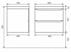 Тумба под раковину Uperwood Tanos 60 см, подвесная, белая/графит в Кунгуре - kungur.mebel24.online | фото 6
