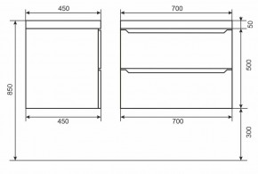 Тумба под раковину Uperwood Tanos 70 см, подвесная, белая/графит в Кунгуре - kungur.mebel24.online | фото 6