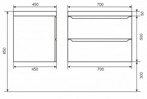 Тумба под раковину Uperwood Tanos 70 см, подвесная, черная матовая в Кунгуре - kungur.mebel24.online | фото 6