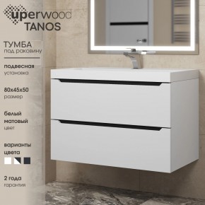 Тумба под раковину Uperwood Tanos 80 см, подвесная, белая/графит в Кунгуре - kungur.mebel24.online | фото 3