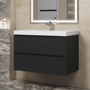 Тумба под раковину Uperwood Tanos 80 см, подвесная, черная матовая в Кунгуре - kungur.mebel24.online | фото