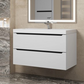 Тумба под раковину Uperwood Tanos 90 см, подвесная, белая/графит в Кунгуре - kungur.mebel24.online | фото