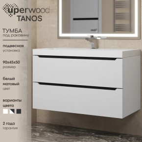Тумба под раковину Uperwood Tanos 90 см, подвесная, белая/графит в Кунгуре - kungur.mebel24.online | фото 3