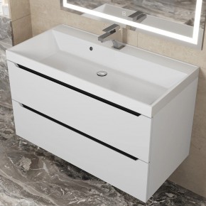 Тумба под раковину Uperwood Tanos 90 см, подвесная, белая/графит в Кунгуре - kungur.mebel24.online | фото 9