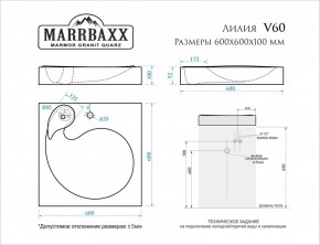 Умывальник над стиральной машиной (600*600х100) Лилия V60 (белый) с кронштейном без сифона (V60) в Кунгуре - kungur.mebel24.online | фото 2